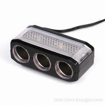 Car 3-way Socket with Oil Paint Surface, Available in Black and White